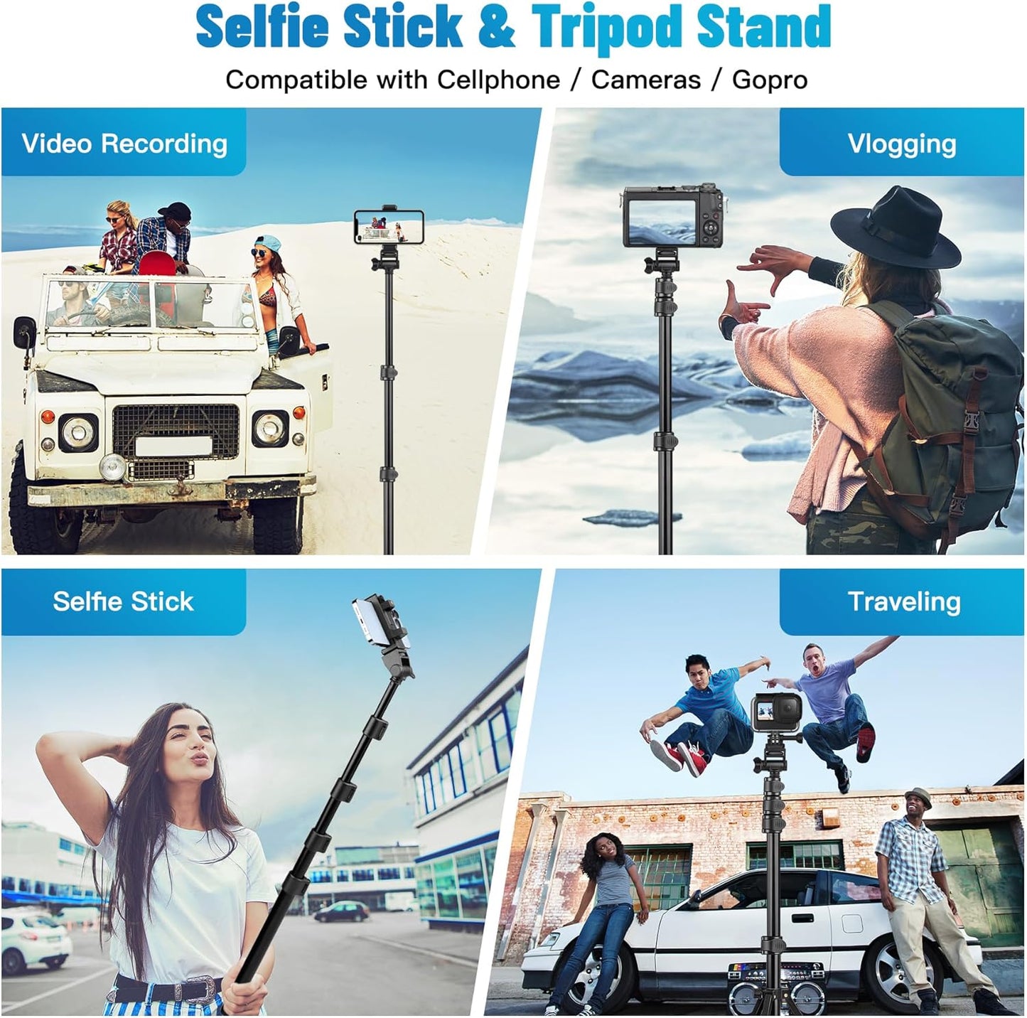 Victiv Phone Tripod, 70" Tripod for iPhone with Remote and Phone Holder, Sturdy & Stable, Adjustable Camera Stand & Selfie Stick Mode, Perfect for Selfies/Recording/Vlogging/Live Streaming(US)