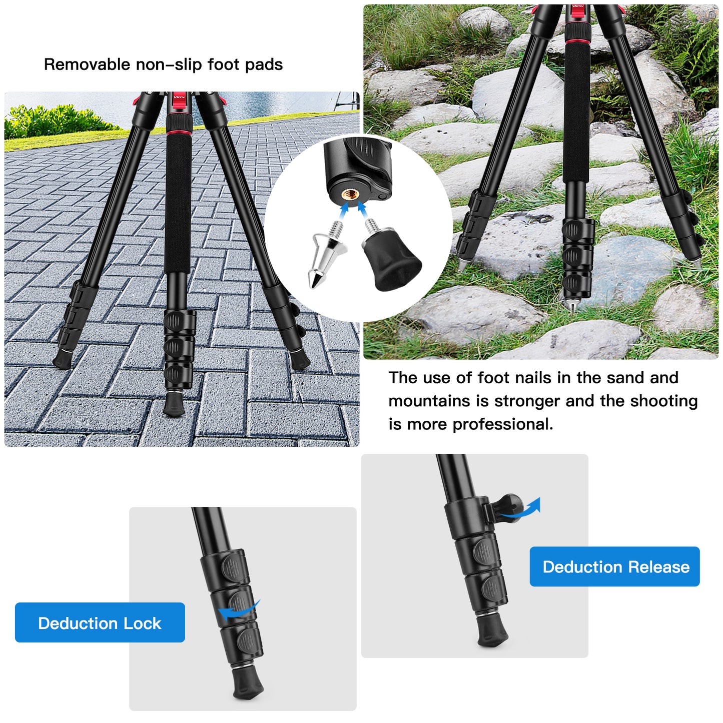 Victiv Camera Tripod, 72" Video Tripod with Fluid Head, Aluminum Heavy Duty Tripod with Carry Bag, Professional Camera Tripods & Monopods, Compatible with Canon, Sony, DSLR, Camcorder(US