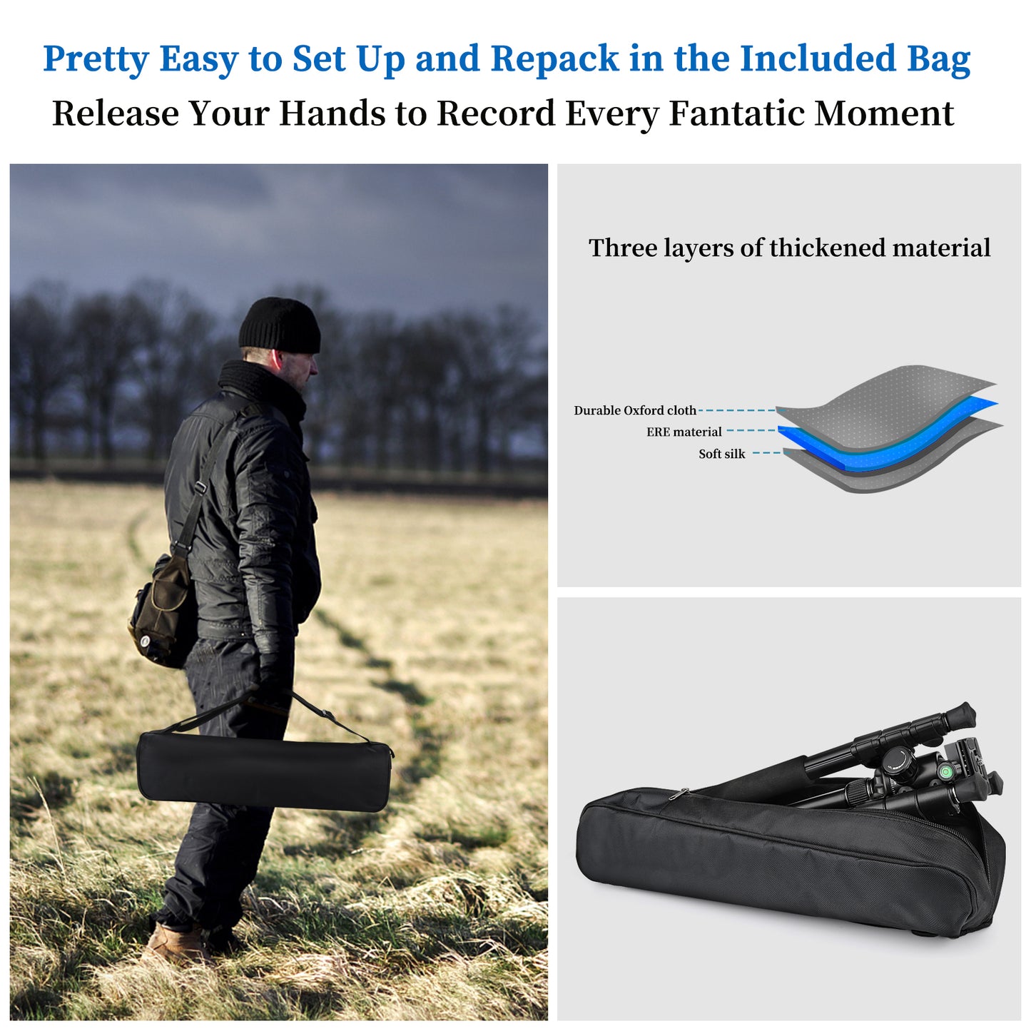 VICTIV 78" Tripod for Camera, Tall DSLR Tripod & Monopods, Professional Heavy Duty Tripod for Spotting Scopes, Binocular, Aluminum Camera Tripods Stand, Compatible with Canon Nikon Sony (BLACK US))