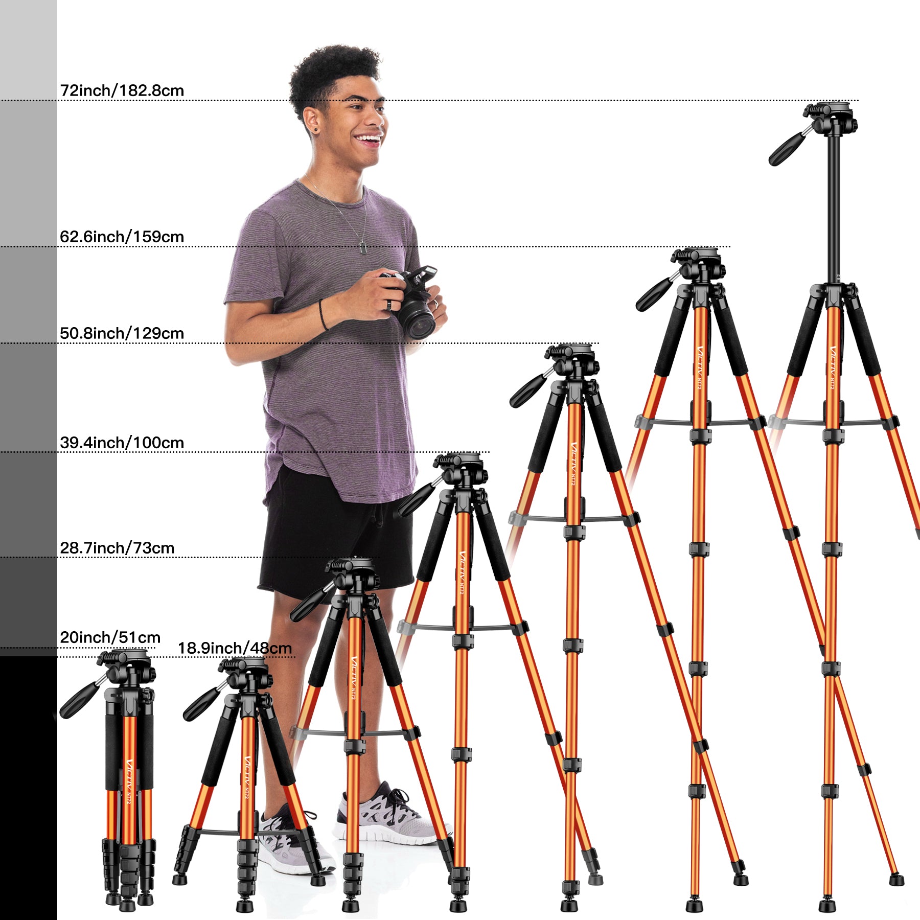 Victiv Camera Tripod, 72'' Reinforced Aluminium Tripod Monopod with 36 –  Victiv Photography Gear