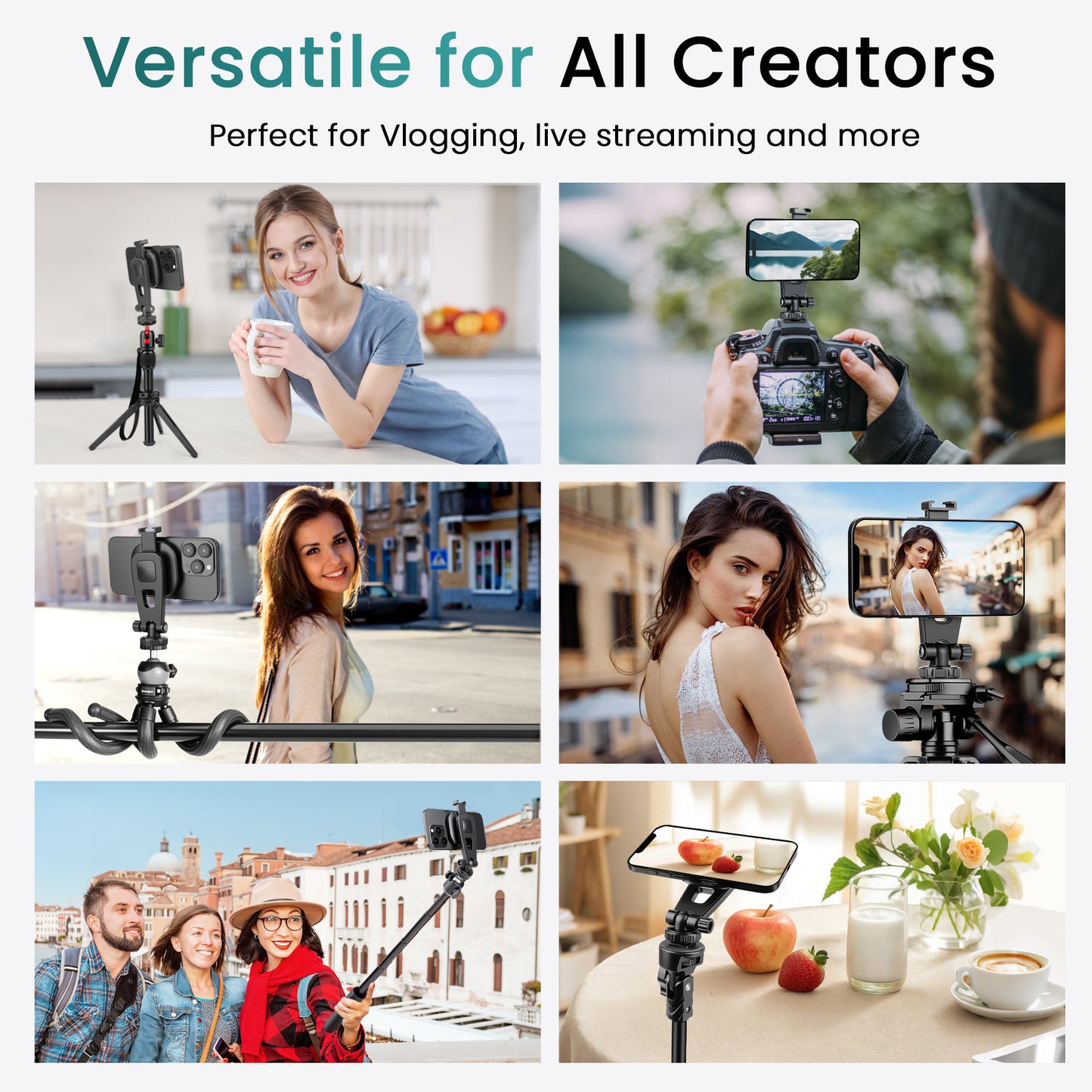 Victiv Magnetic Phone Tripod Mount with Cold Shoe, Adjustable iPhone Tripod Holder Adapter with 1/4” Screw, Camera Phone Mount for iPhone, Camera, Tripods(us)