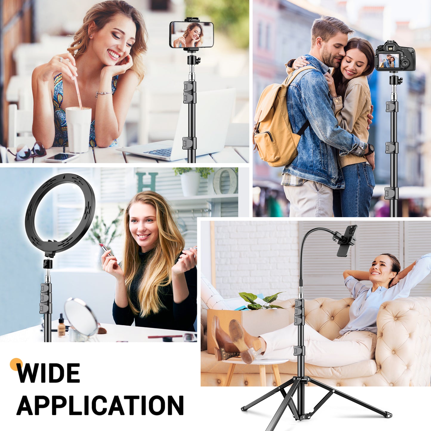 Victiv 88" Tall Tripod for iPhone, Phone Tripods with Gooseneck & Remote and Mobile Phone Stand, Flexible Overhead Tripod iPhone Stand for Filming, Aluminum Tripods for Smartphone/Camera/Ring Light(EU)