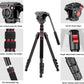Fluid Head Tripod, Heavy Duty Tripod with Carry Bag, Professional Aluminium Tripod and Monopod for Video Camera Canon Nikon DSLR Camcorder (VT-H7)
