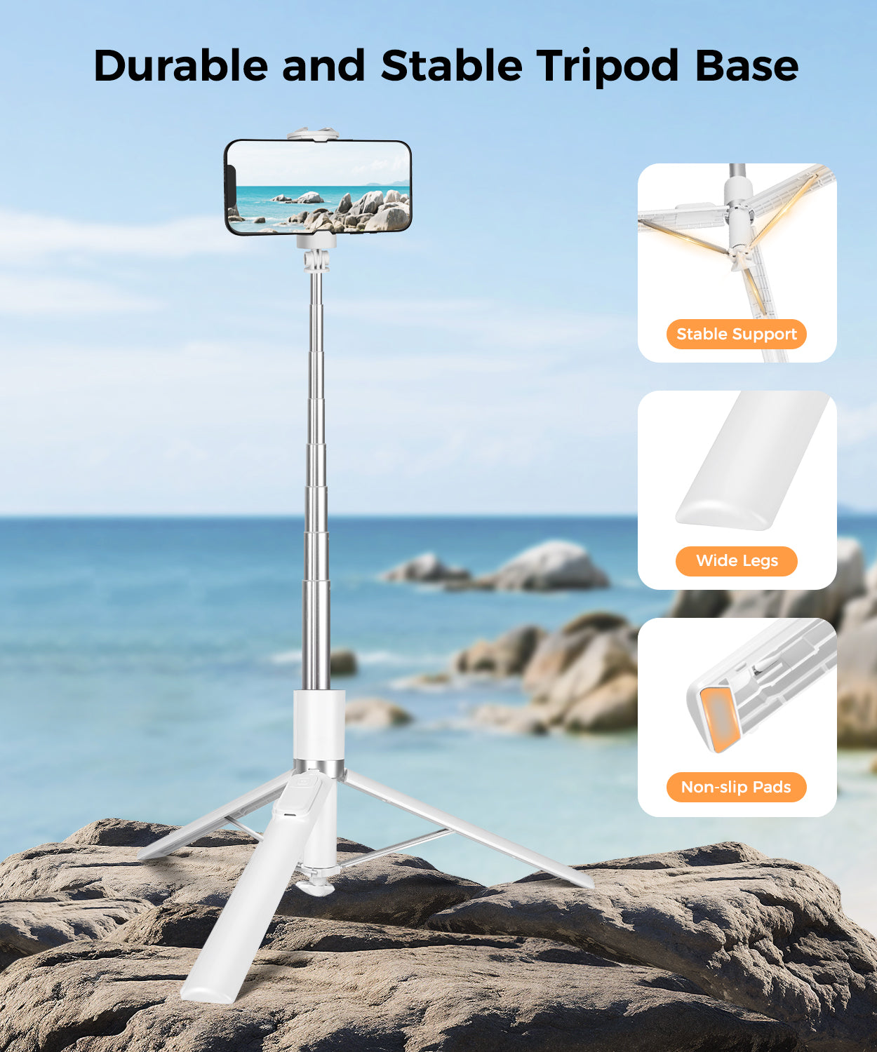 68" Phone Tripod & Selfie Stick with Remote and Fill Light, Auto Open Phone Tripod Stand, Extendable Cell Phone Stand for Video Recording, Travel, Vlogging, Compatible with iPhone/Android(US