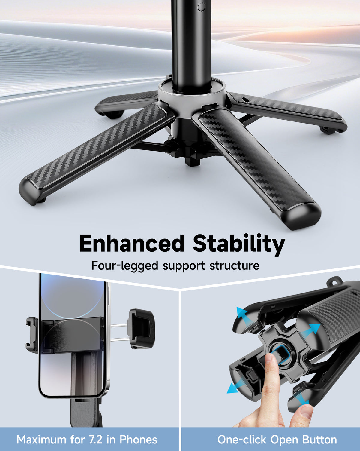 Victiv Mini Selfie Stick Tripod for iPhone, Desktop Phone Tripod Stand for Filming 3-in-1 with Remote, Portable Smartphone Selfie Stick for Travel/Content Creation/Vlog, Compatible with iPhone&Android(EU)