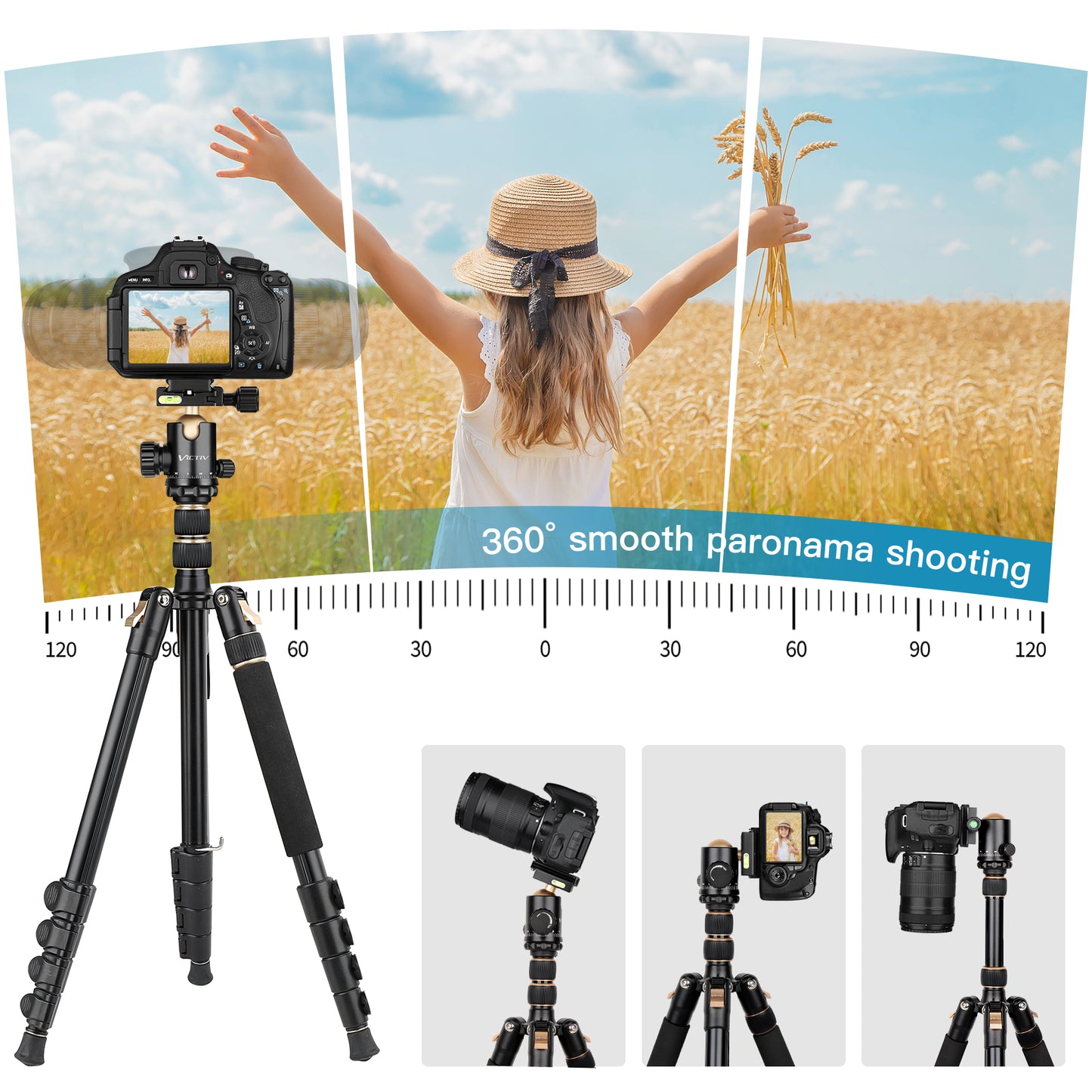 Professional DSLR Tripod for Photography - Tall, Lightweight & Heavy Duty - Spotting Scopes, Telescope & Binoculars - Compact Complete Tripod Unit （US）