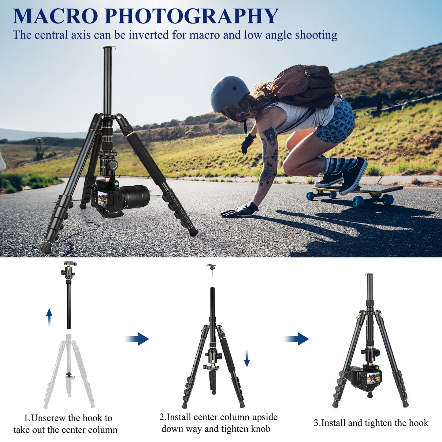 77" Aluminum Camera Tripods & Monopods, Victiv Compact Travel Tripod for Camera DSLR, Spotting Scope,Telescope, Binoculars, Porfessional Heavy Duty Camera Tripod Stand for Photography Video Recording(GOLDEN US)