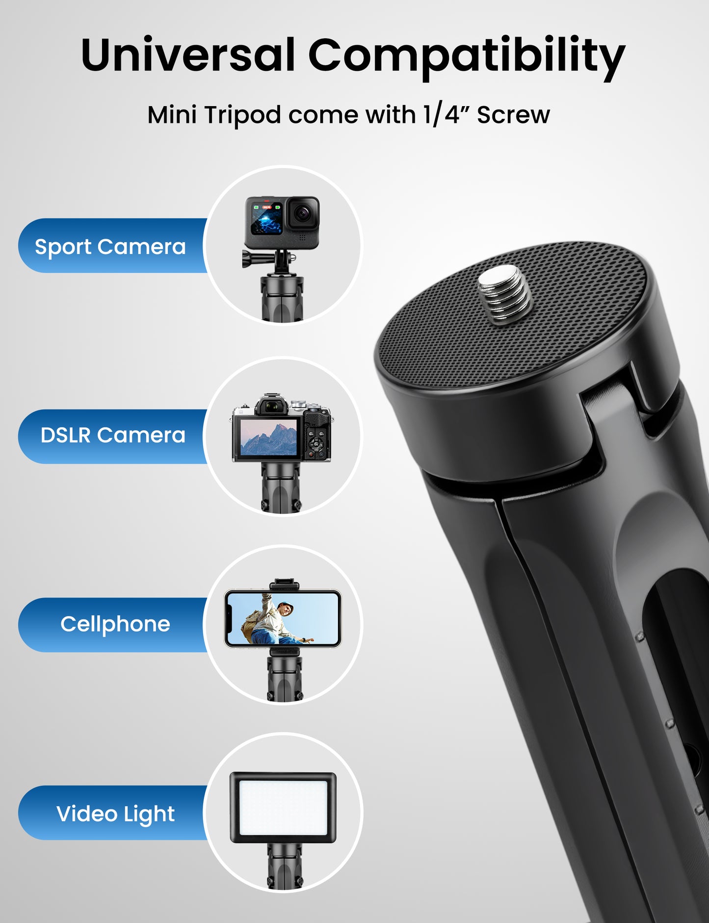 Magnetic Phone Tripod Stand with Cold Shoe, Mini Tripod for iPhone Magsafe, Compact Desk & Travel Cell Phone Stand with Adjustable Phone Holder, Lightweight and Portable for iPhone/Android