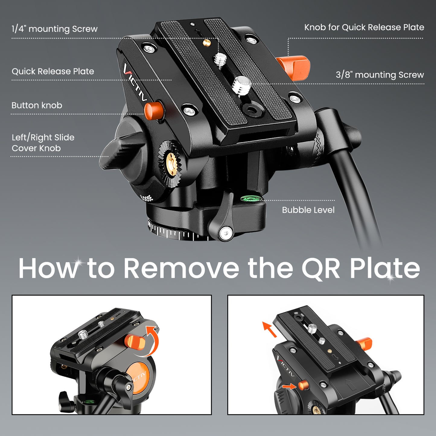 Camera Tripod Stand, 72" Video Tripod with Fluid Head, Heavy Duty Alunimum Professional, 1/4" & 3/8" Screw QR Plate Compatible with Canon Nikon Sony DSLR Camera Camcorder, Max Load 13.2lb(US)