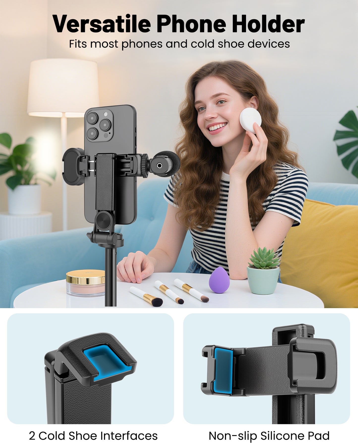 Victiv Mini Selfie Stick with Fill Light, iPhone Tripod Stand for Filming with Detachable Remote, Mobile Phone Tripod for Selfies Vlogging & Video Recording, Portable Content Creator Equipment(EU)
