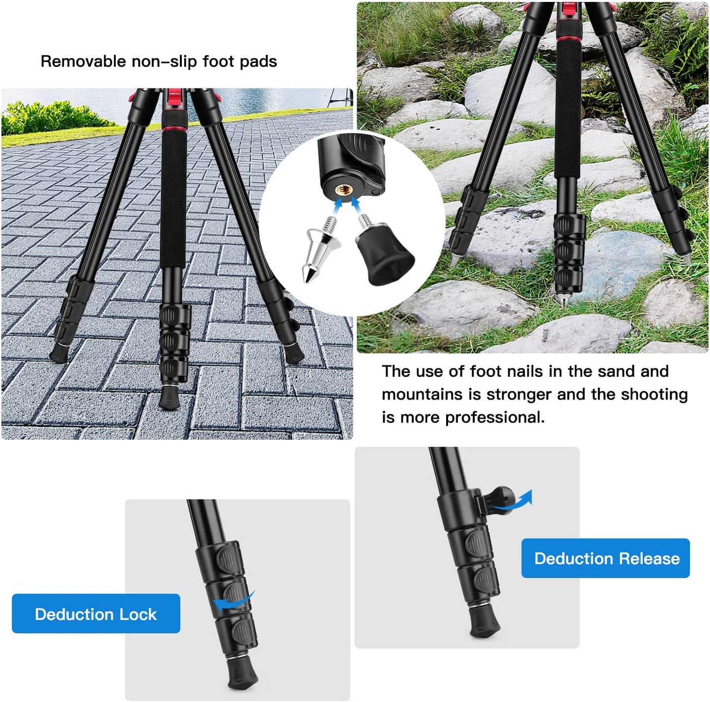 Tripod Camera Tripods, 72" Video Tripod with Fluid Head, Aluminum Heavy Duty Tripod with Carry Bag, Professional Camera Tripods & Monopods, Compatible with Video Camera, DSLR, Camcorder