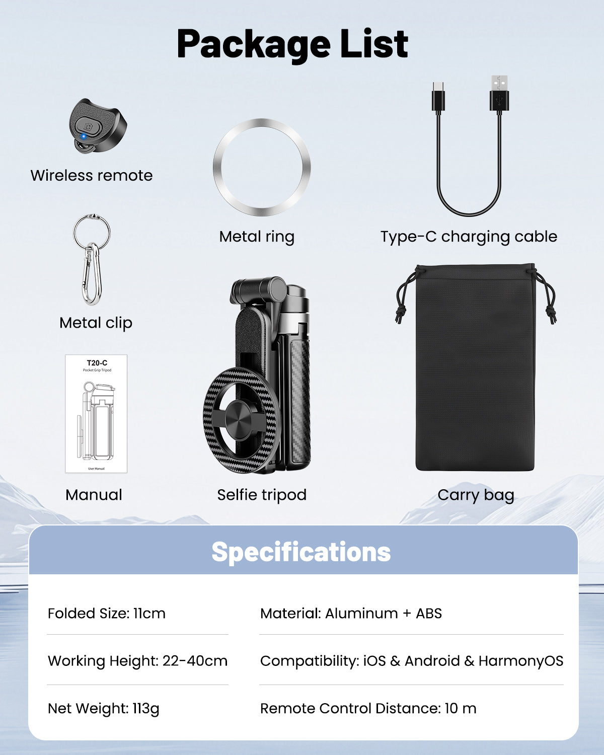 Victiv Magnetic Selfie Stick for iPhone, Mini Portable 4-in-1 Phone Tripod Stand for Filming with Remote, Mag-safe Tripod for iPhone & Android, Suitable for Travel, Selfies, Vlogging, Video Recording(EU)