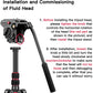 Fluid Head Tripod, Heavy Duty Tripod with Carry Bag, Professional Aluminium Tripod and Monopod for Video Camera Canon Nikon DSLR Camcorder (VT-H7)