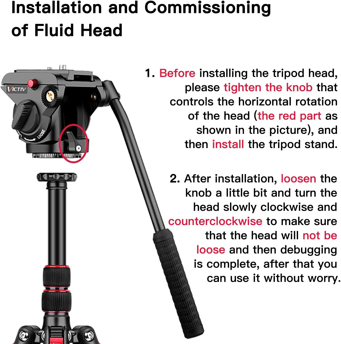 Fluid Head Tripod, Heavy Duty Tripod with Carry Bag, Professional Aluminium Tripod and Monopod for Video Camera Canon Nikon DSLR Camcorder (VT-H7)