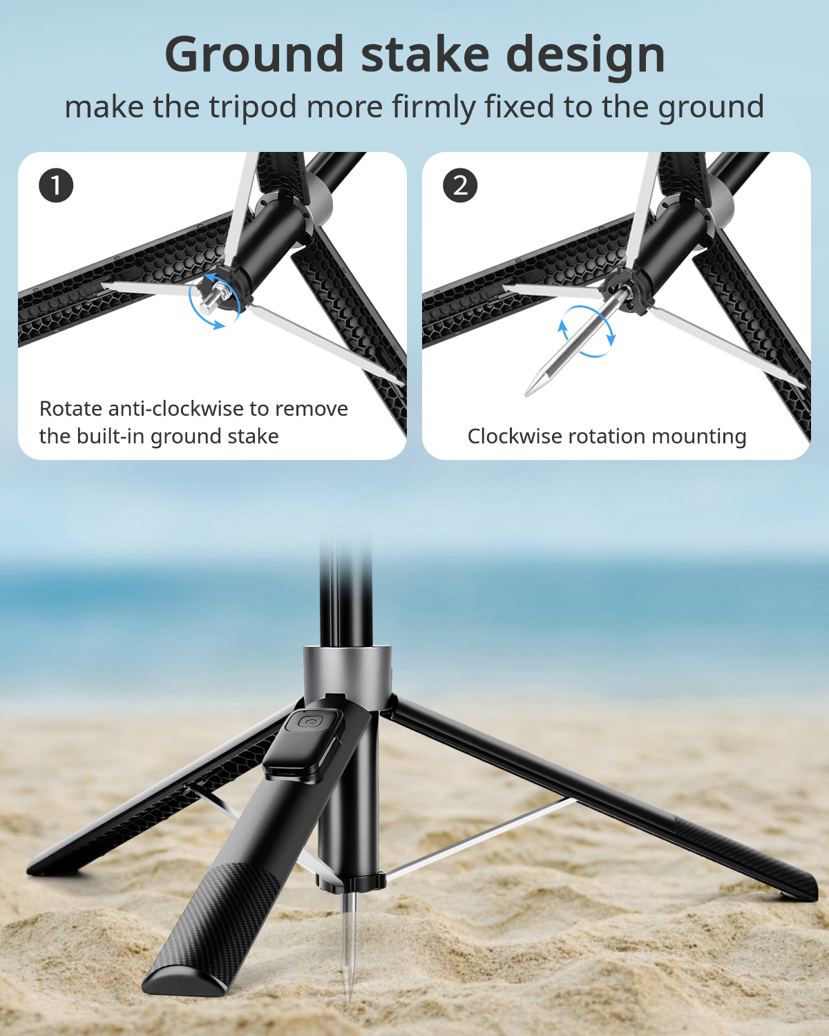 Victiv 70" Magnetic Golf Tripod for iPhone, Selfie Stick Phone Tripod All-in-One with Metal Stake, Portable Travel Tripods Stand for Selfies/Video Recording/Live, Compatible with iPhone & Android(EU)