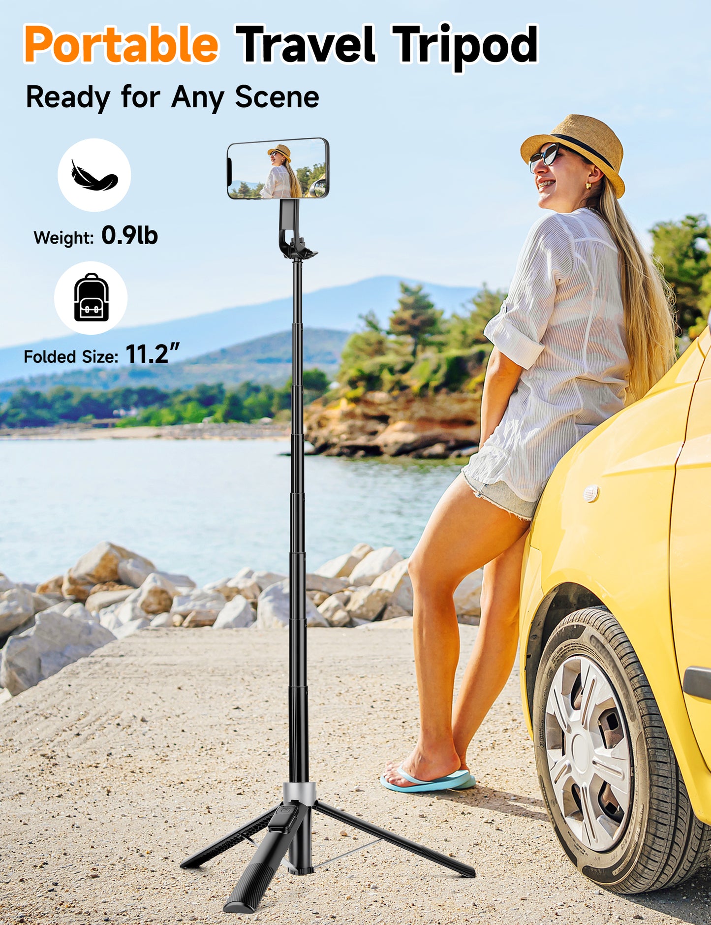 Magnetic Phone Tripod, 70" Selfie Stick Tripod for iPhone Magsafe with Rechargeable Remote & 2 in 1 Magnetic Holder, Portable Cellphone Stand for Recording Travel, Compatible with iPhone and Android-P67