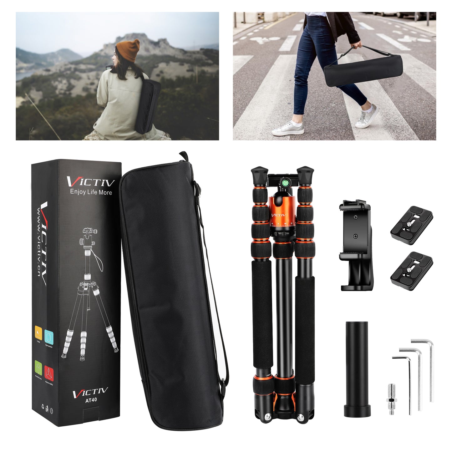 Victiv 80" Camera Tripod, Aluminum Heavy Duty Tripod Stand with 360° Ball Head, Camera Tripods & Monopods with Carry Bag, Suitable for Canon Nikon Binoculars Spotting Scope Telescope(US