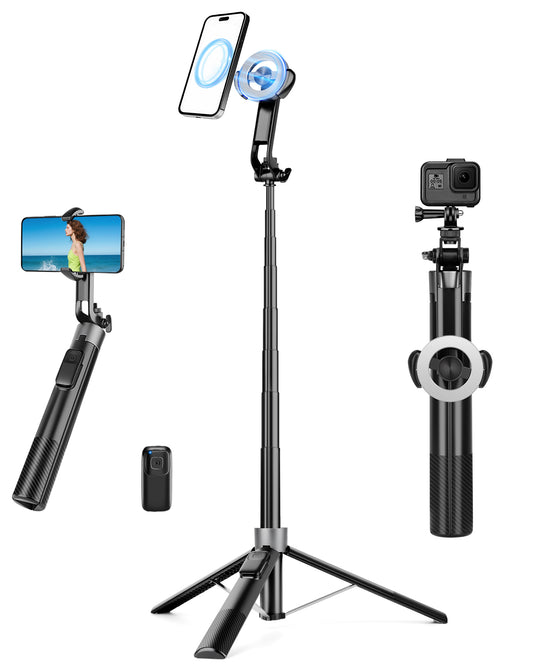 Victiv Magnetic Selfie Stick Tripod for iPhone, 70" Tall Phone Tripod Stand for Filming Extendable with Remote, Tripods for Smartphone Compatible with Mag-Safe iPhone 17/16/15/14/13 Pro Max & Android(EU)