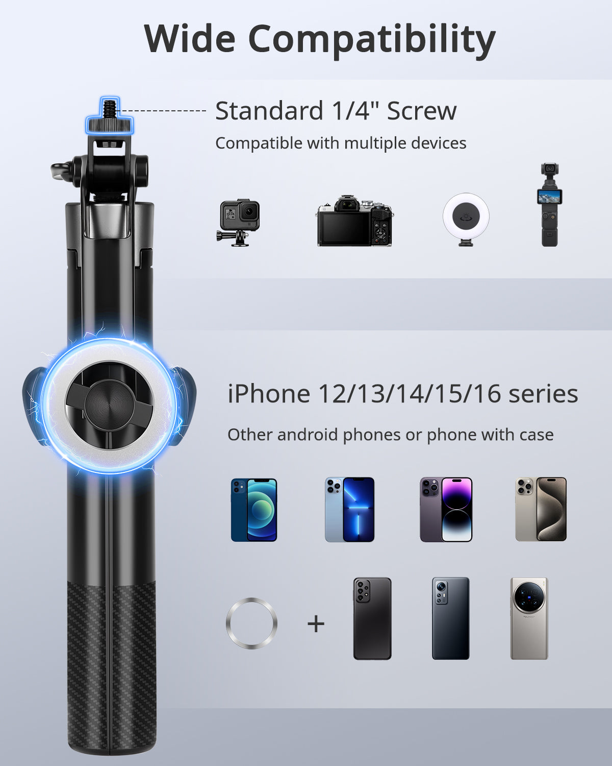 Victiv Magnetic Selfie Stick Tripod for iPhone, 70" Tall Phone Tripod Stand for Filming Extendable with Remote, Tripods for Smartphone Compatible with Mag-Safe iPhone 17/16/15/14/13 Pro Max & Android(EU)