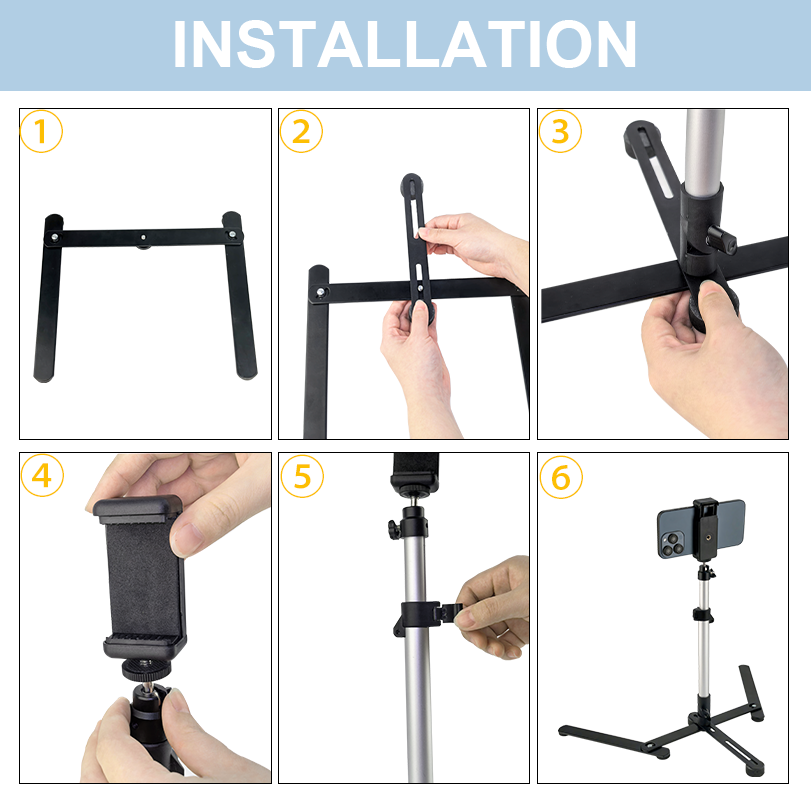 VICTIV Overhead Video Tripod Mobile Holder with 1/4" Screw Adaptor for Phone, Camera, Webcam and Projector, Phone Stand for Video Recording, Online Teaching, Live Streaming, Painting
