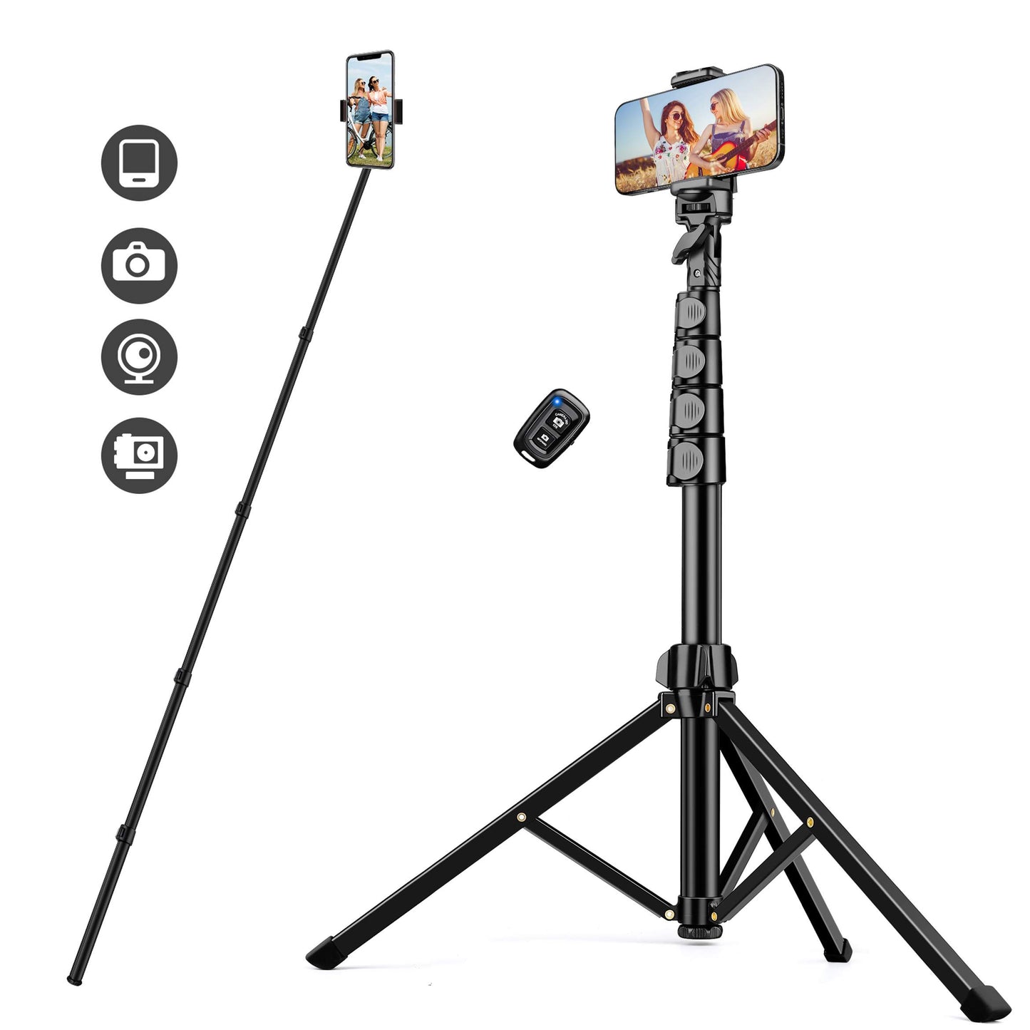 Victiv 70" Aluminium Tripod Stand for Phone with Remote, Lightweight Mobile Stand for Ring Light, Smartphone, Laser Level, Camera, Phone Stand for Video Recording, Shooting, Streaming, Vlogging(IN)