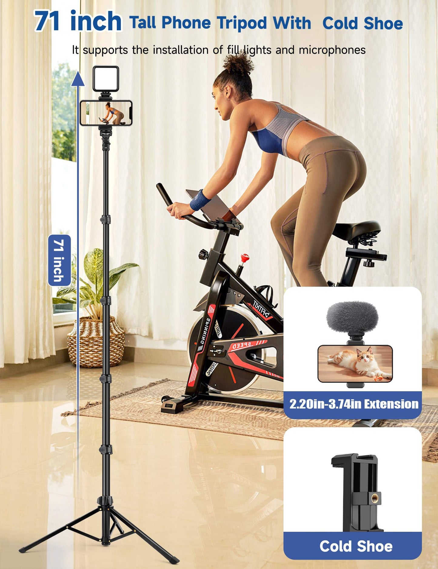 Victiv 70" Aluminium Tripod Stand for Phone with Remote, Lightweight Mobile Stand for Ring Light, Smartphone, Laser Level, Camera, Phone Stand for Video Recording, Shooting, Streaming, Vlogging(IN)