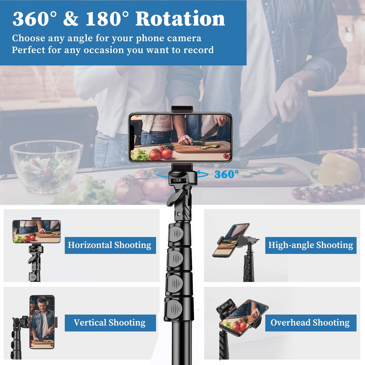 Victiv 70" Aluminium Tripod Stand for Phone with Remote, Lightweight Mobile Stand for Ring Light, Smartphone, Laser Level, Camera, Phone Stand for Video Recording, Shooting, Streaming, Vlogging(IN)