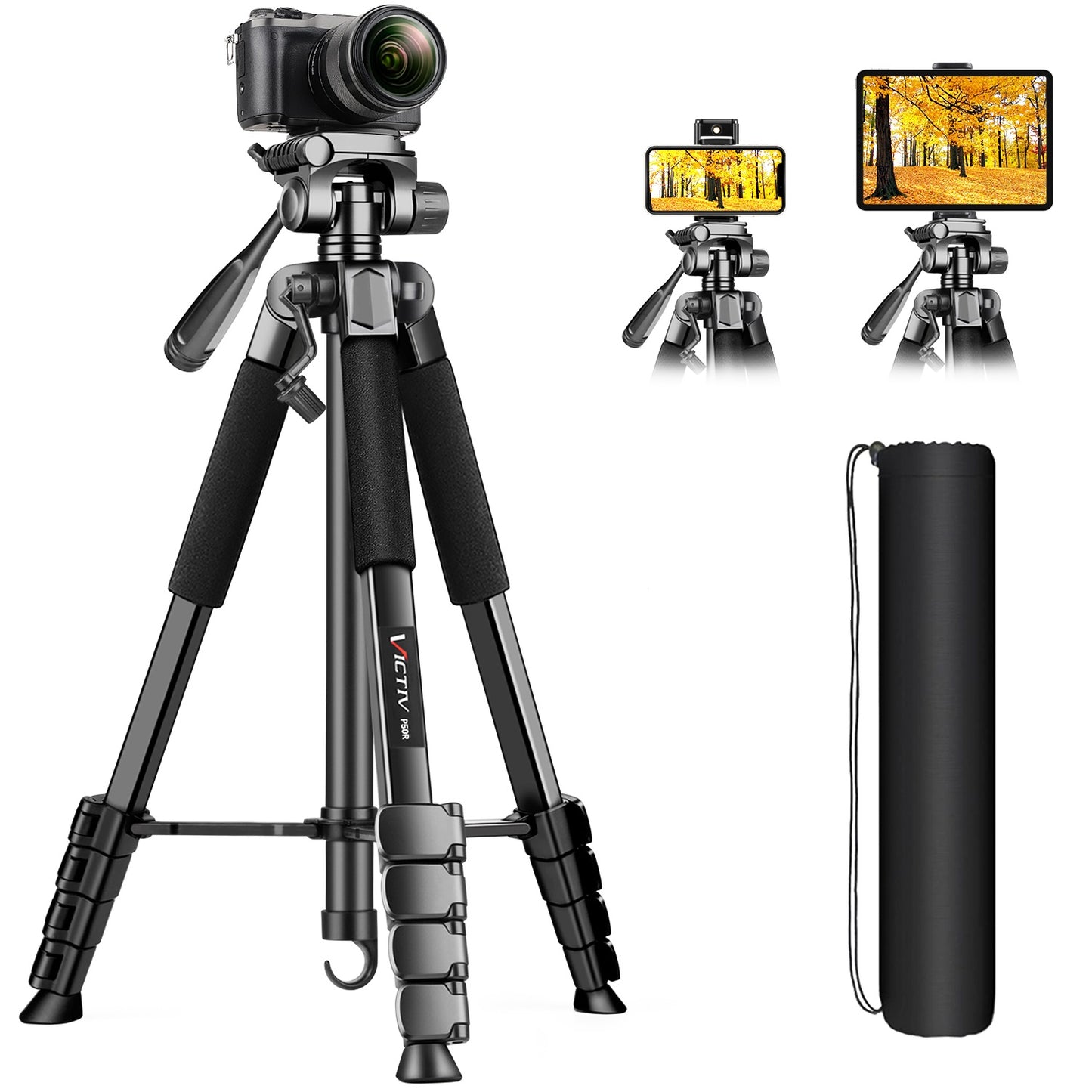 Victiv 68" Tripod Stand for Phone, Tripod Stand for Video Recording, Camera Tripod Stand for Phone/Camera/DSLR, Compatible with iPhone Samsung Galaxy Xiaomi Vivo Canon(IN)