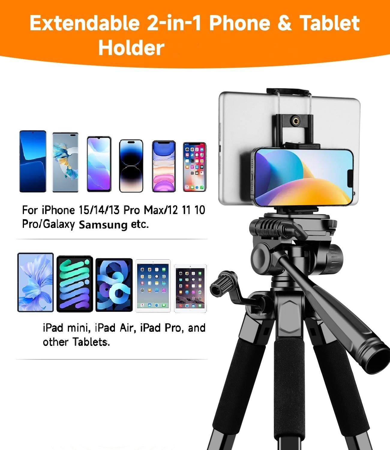 Victiv 68" Tripod Stand for Phone, Tripod Stand for Video Recording, Camera Tripod Stand for Phone/Camera/DSLR, Compatible with iPhone Samsung Galaxy Xiaomi Vivo Canon(IN)