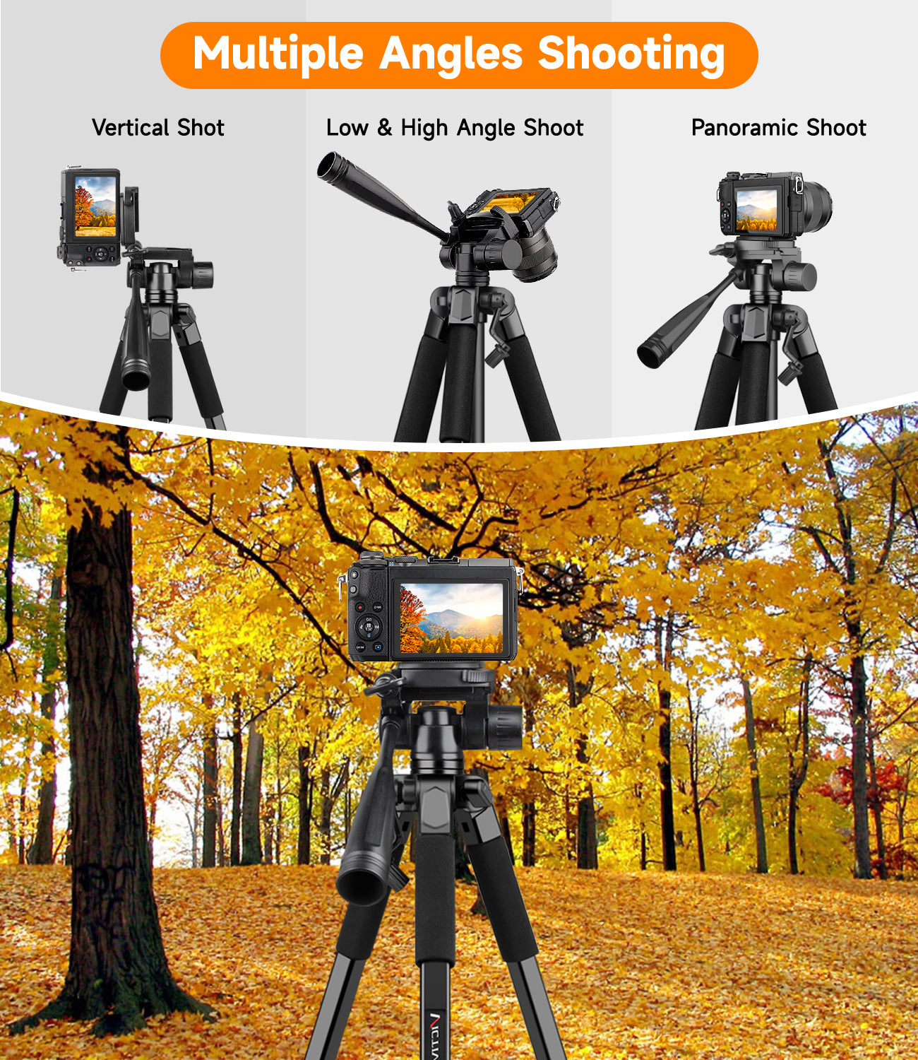 Victiv 68" Tripod Stand for Phone, Tripod Stand for Video Recording, Camera Tripod Stand for Phone/Camera/DSLR, Compatible with iPhone Samsung Galaxy Xiaomi Vivo Canon(IN)