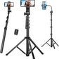 74" Flexible Phone Tripod, Tall Cell Phone Tripod with Adjustable Gooseneck & Remote, Portable Camera Cellphone Stand for Video Recording, Compatible with iPhone Android