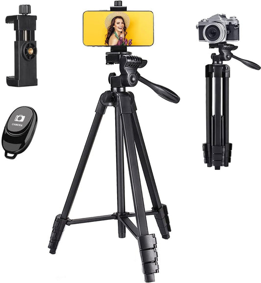 Victiv 54" Phone Tripod, Lightweight Aluminum Camera Tripod, Portable Mobile Phone Tripod Stand for Smartphone iphone Samsung/DSLR Canon Nikon with Phone Holder & Control Remote
