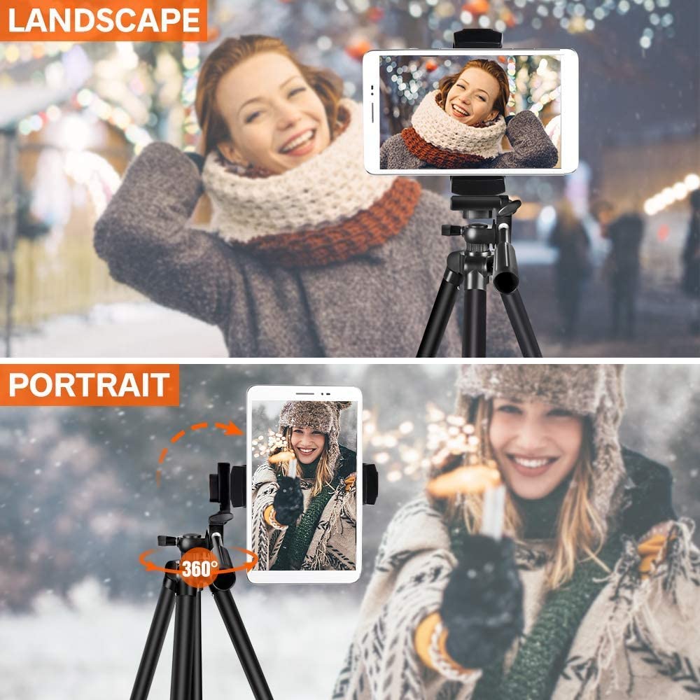 Victiv 54" Phone Tripod, Lightweight Aluminum Camera Tripod, Portable Mobile Phone Tripod Stand for Smartphone iphone Samsung/DSLR Canon Nikon with Phone Holder & Control Remote
