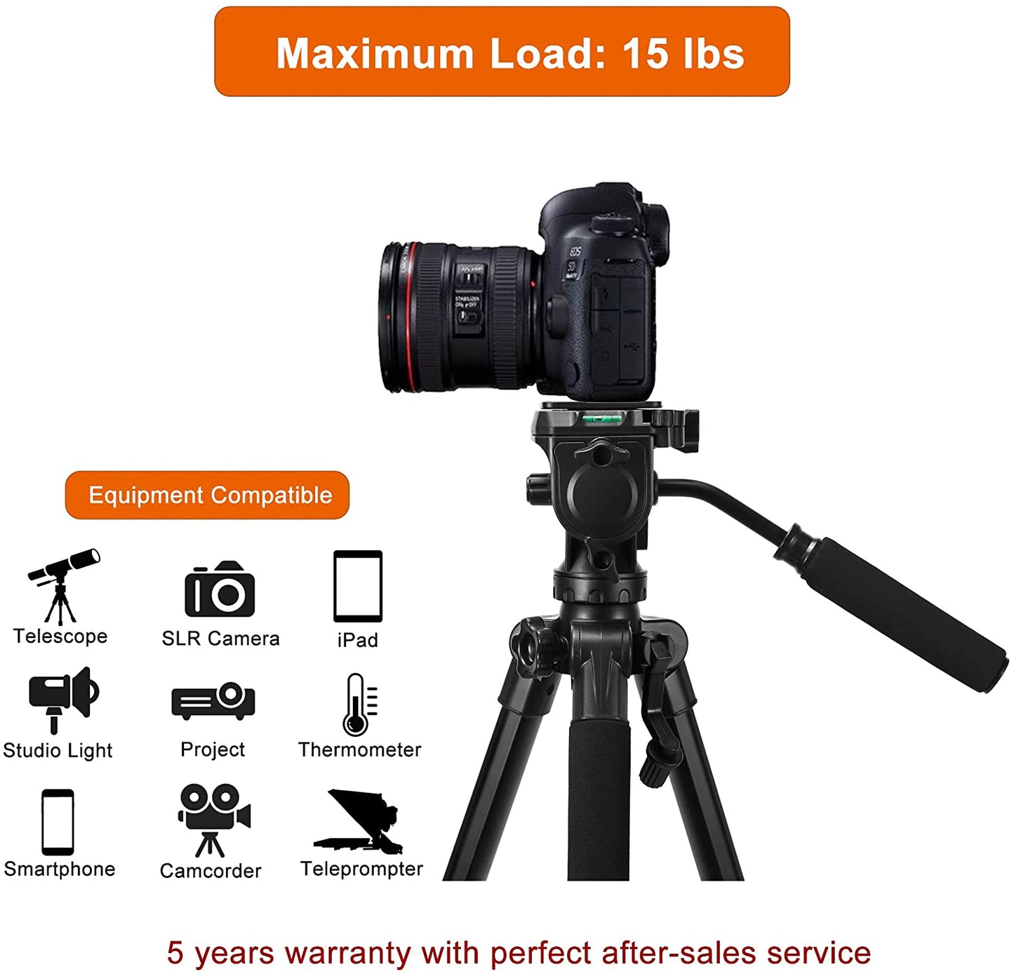 Tripod for Camera, 75 inch DSLR Tripod for Canon Nikon iPhone Smartphone iPad Tablet - Professional Video Tripod 15 lbs Loads with 2 Quick Release Mounts and Carry Case
