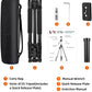 VICTIV 77" Camera Tripod, Travel Tripod for DSLR, Aluminum Professional Tripod with 360° Ball Head, Monopod for Cameras with Carry Bag, Tripod for Spotting Scopes and Binoculars, 34lbs Load-AT25 Black
