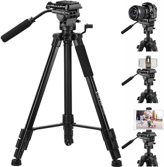 Tripod for Camera, 75 inch DSLR Tripod for Canon Nikon iPhone Smartphone iPad Tablet - Professional Video Tripod 15 lbs Loads with 2 Quick Release Mounts and Carry Case