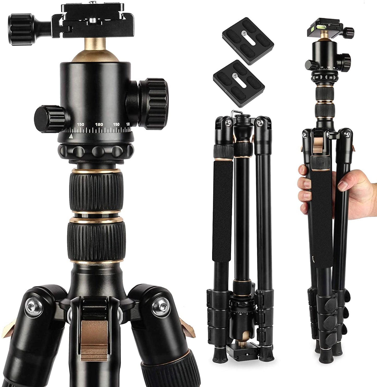 Victiv 72 inches Camera Tripod, Lightweight Aluminum Tripod with Monopod Loads up to 33 lbs, Travel Tripod for DLSR Storage 17 inches with 360° Ball Head and Portable Bag for Photography and Outdoor