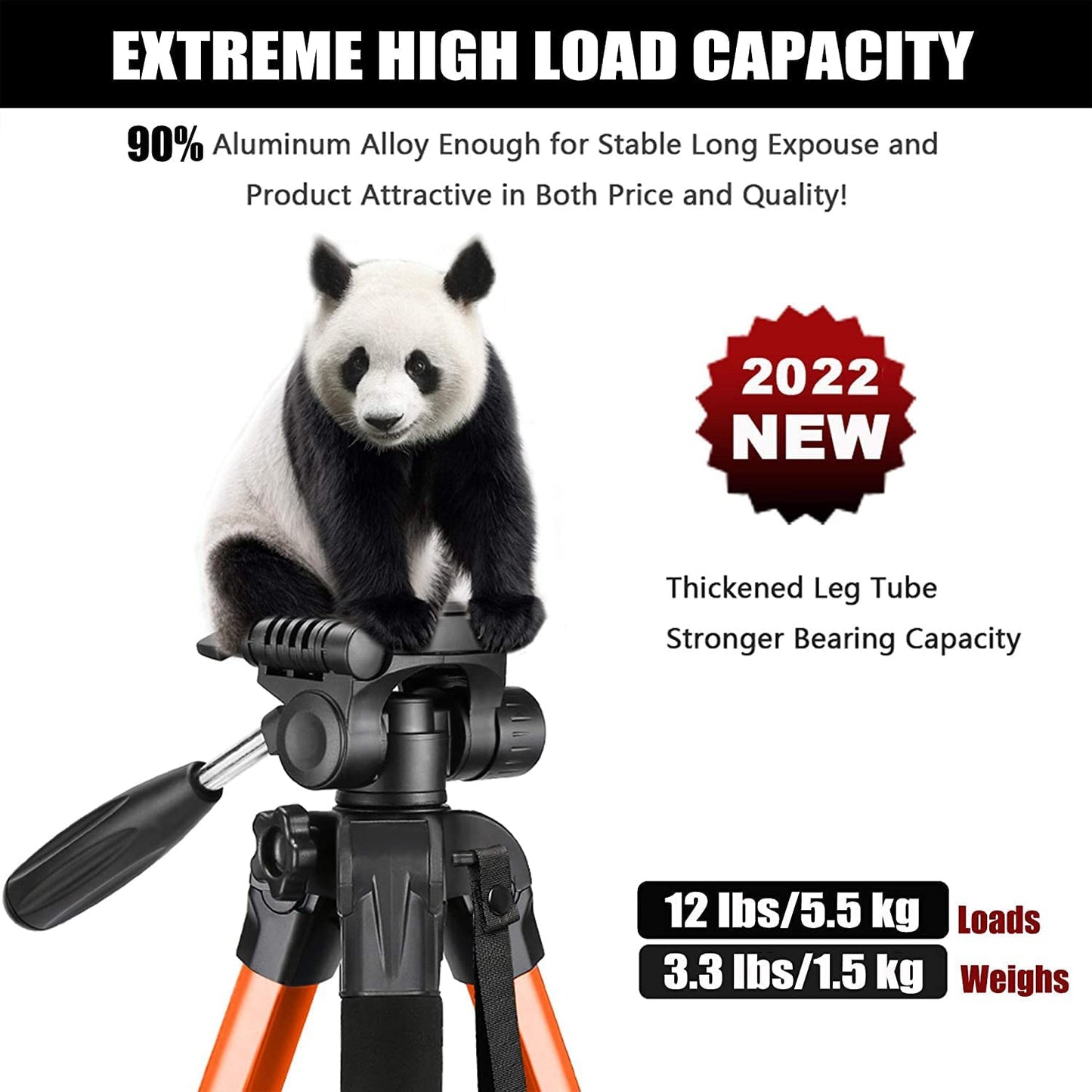 Victiv 72-inch Compact Tripod for Camera, Durable Aluminum Stand for YouTube Videos, Live Webcasts, Lightweight Monopod with 2 Quick Release Plates for DSLR - Orange