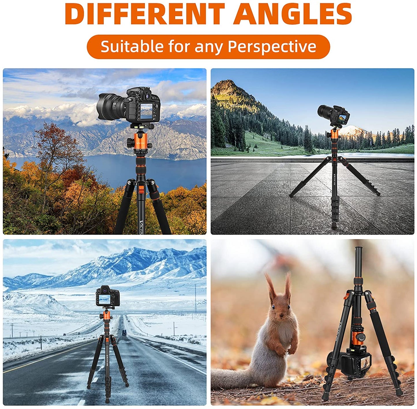 Victiv Camera Tripod Aluminum 81 inch, Tall Tripod/Monopod for DSLR with 36mm Ball Head Supports up to 22 lbs and 16.5 inch When Folded, Heavy Duty Travel Tripod with Carry Bag – Orange