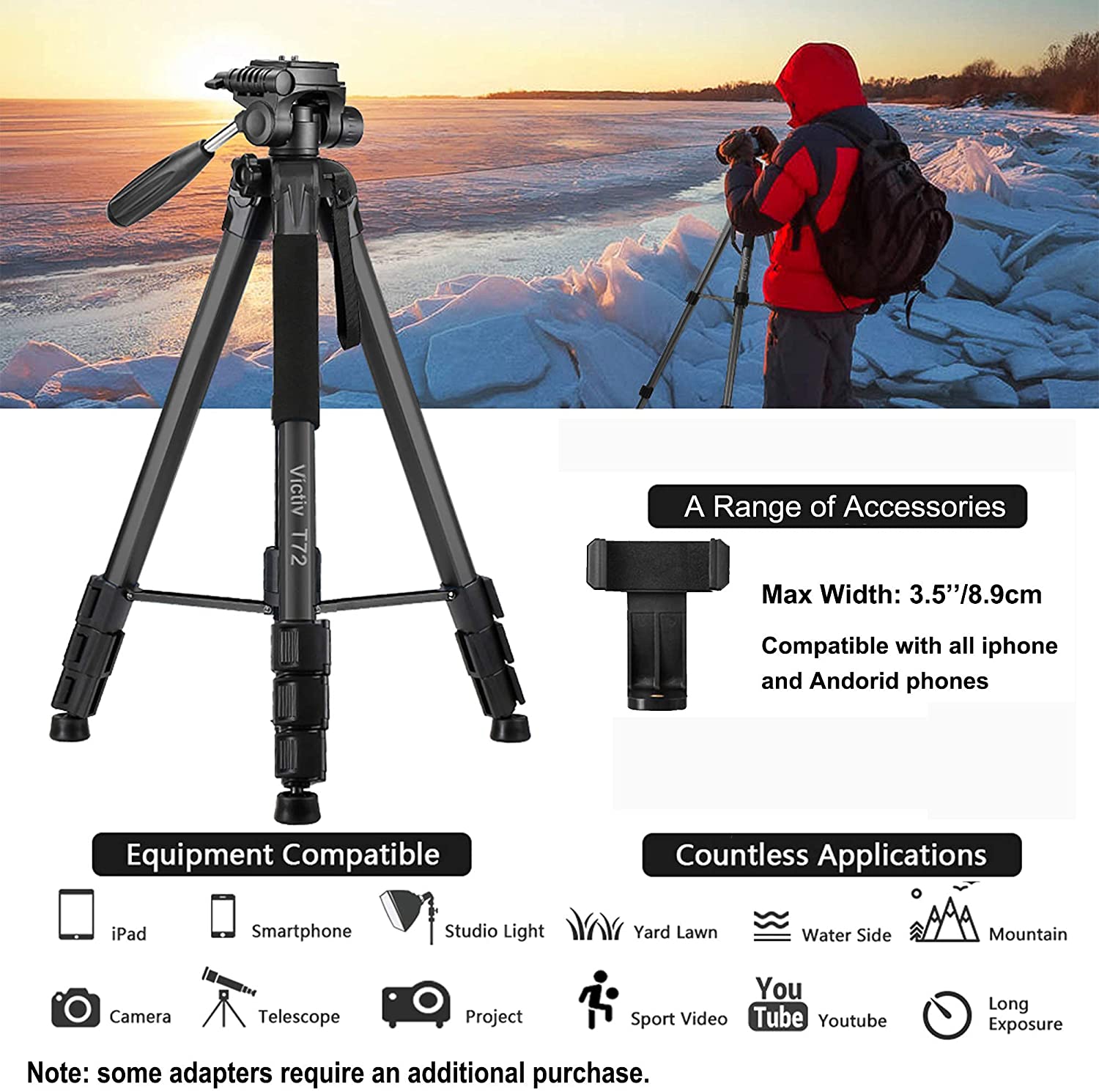 Victiv 72-inch Camera Tripod Aluminum Monopod T72 Max. Height 182 cm - –  Victiv Photography Gear
