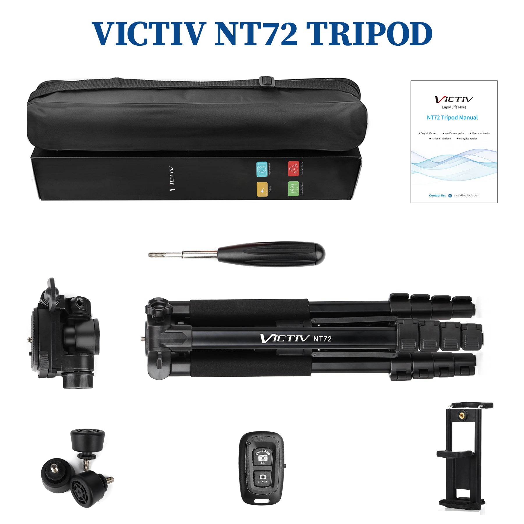 Phone Tripod, Flexible Camera Tripod Stand Holder Quick Release, Adjustable  Travel Tripod For Smartphones Cameras
