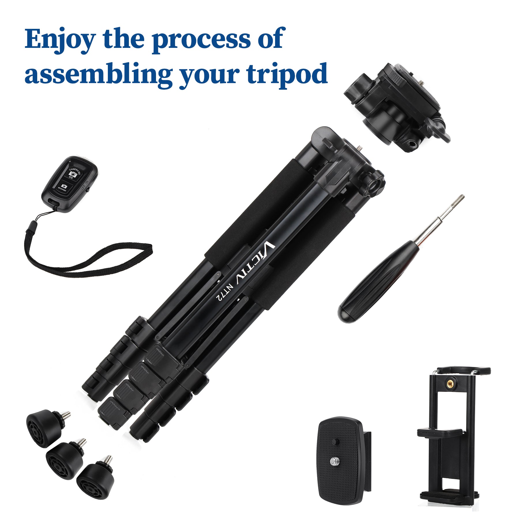 Treppiede Victiv 172cm In Alluminio - Per Fotocamere E Smartphone, Con Telecomando Wireless - Foto 2