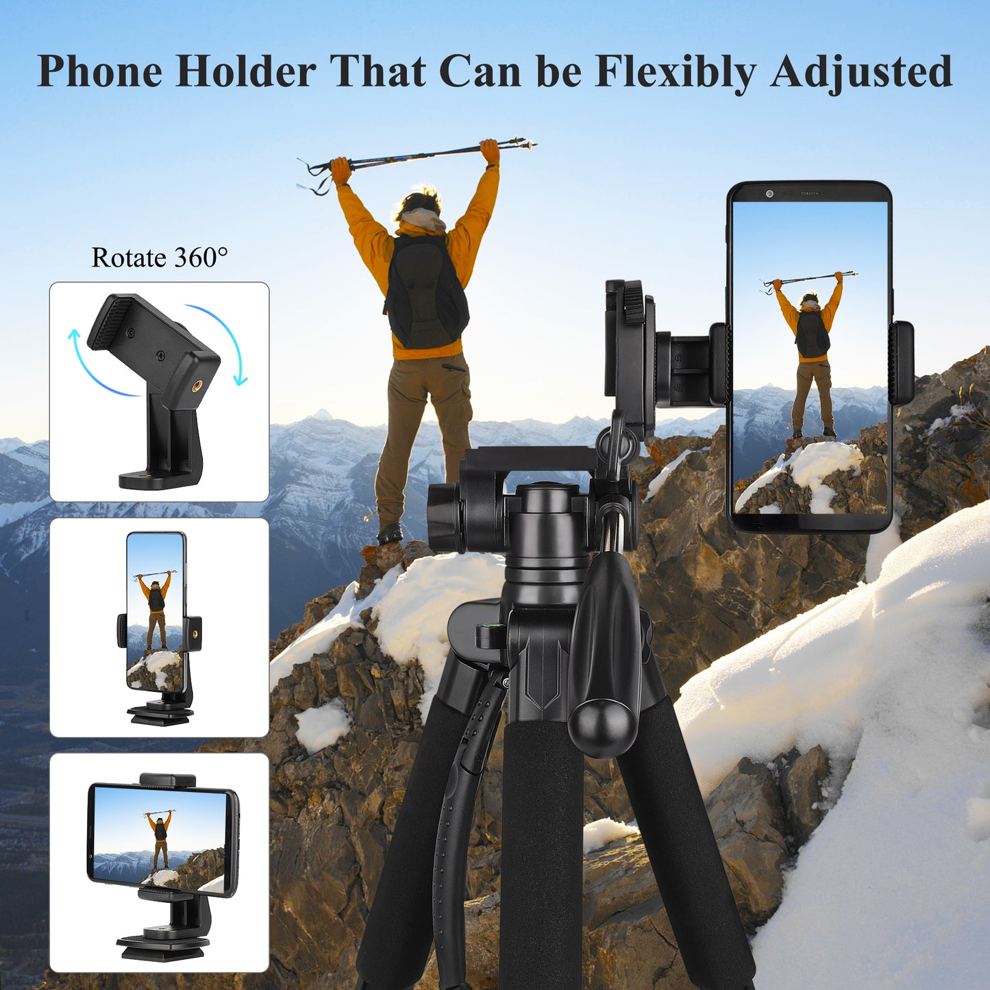 74" Camera Tripod Stand, VICTIV Phone Tripod with Handle and Phone Holder, Lightweight Aluminum Video Tripod,Compatible with Canon/Nikon/Sony Cameras, Max Load 14lbs (New NT70 Black)