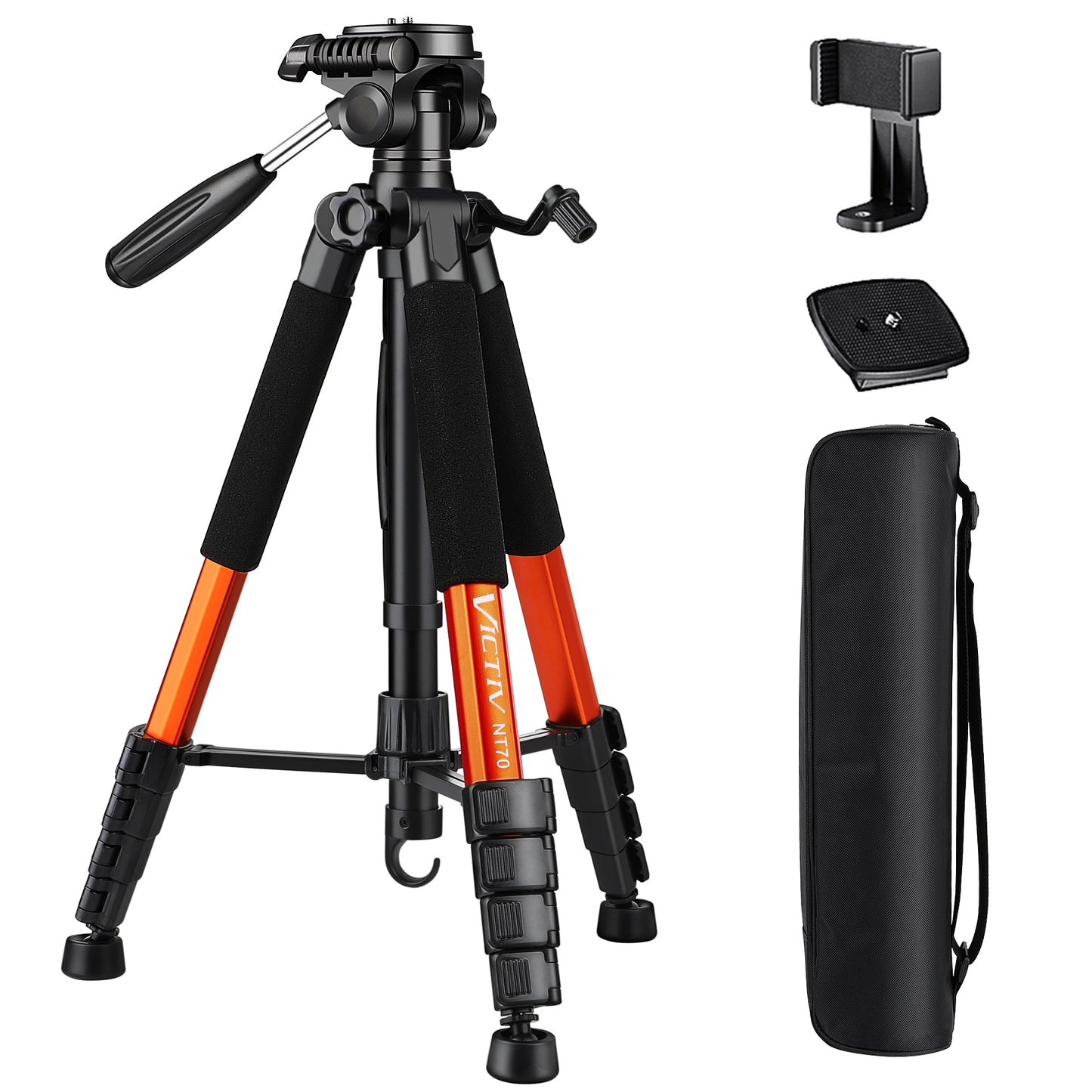 VICTIV 74” Camera Tripod for Canon Nikon Sony, Lightweight Travel Tripod with Carry Bag, Aluminum Professional Camera Tripod Stand for DSLR/SLR (6.35kg/14lb Load)