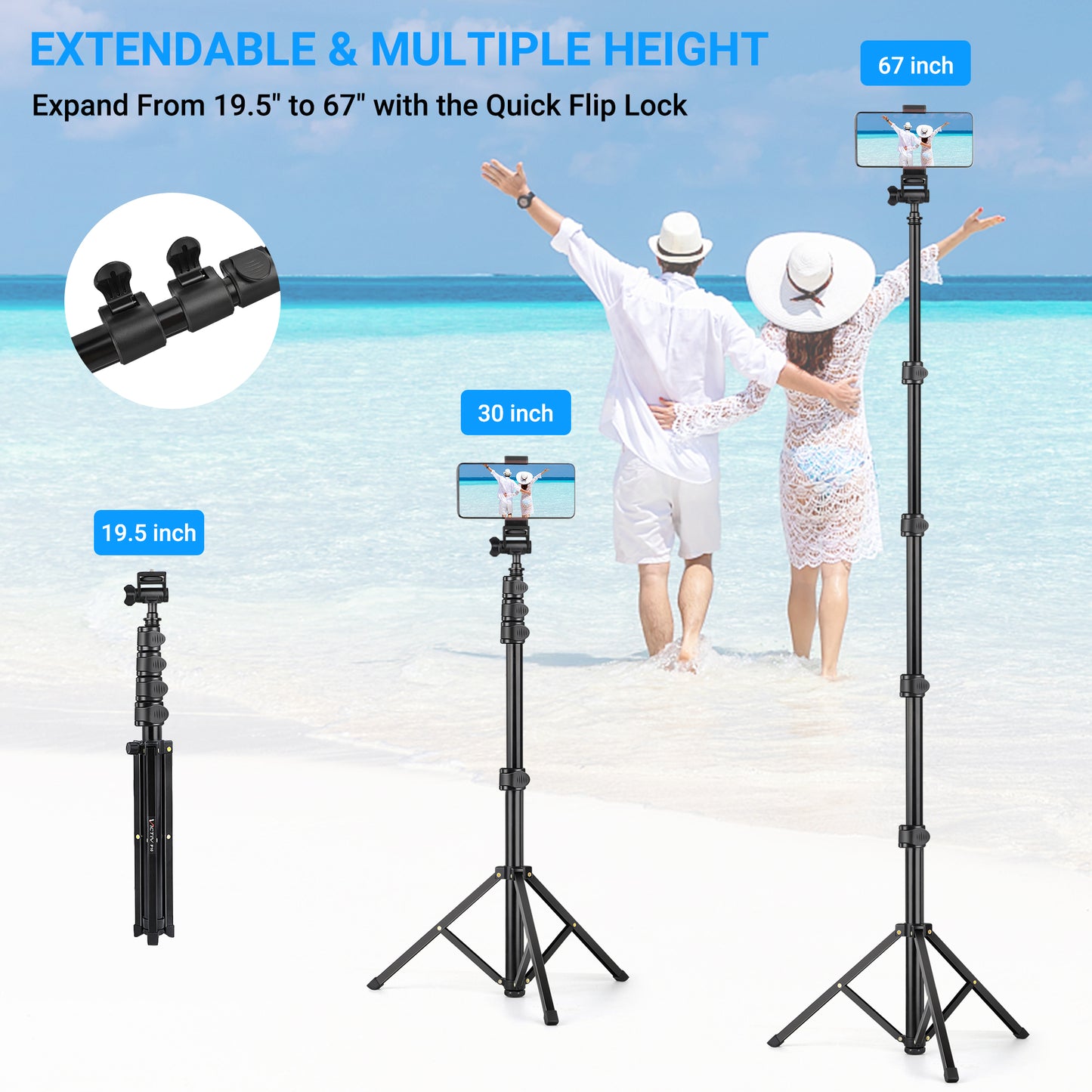 Phone Tripod, 67 inch Aluminum iPhone Tripod Stand with Remote, Extendable Cell Phone Tripod Compatible with iPhone 13 Pro Max Case/ 13 Pro / 12 Pro Max/Samsung/GoPro/Camera/Ring Light