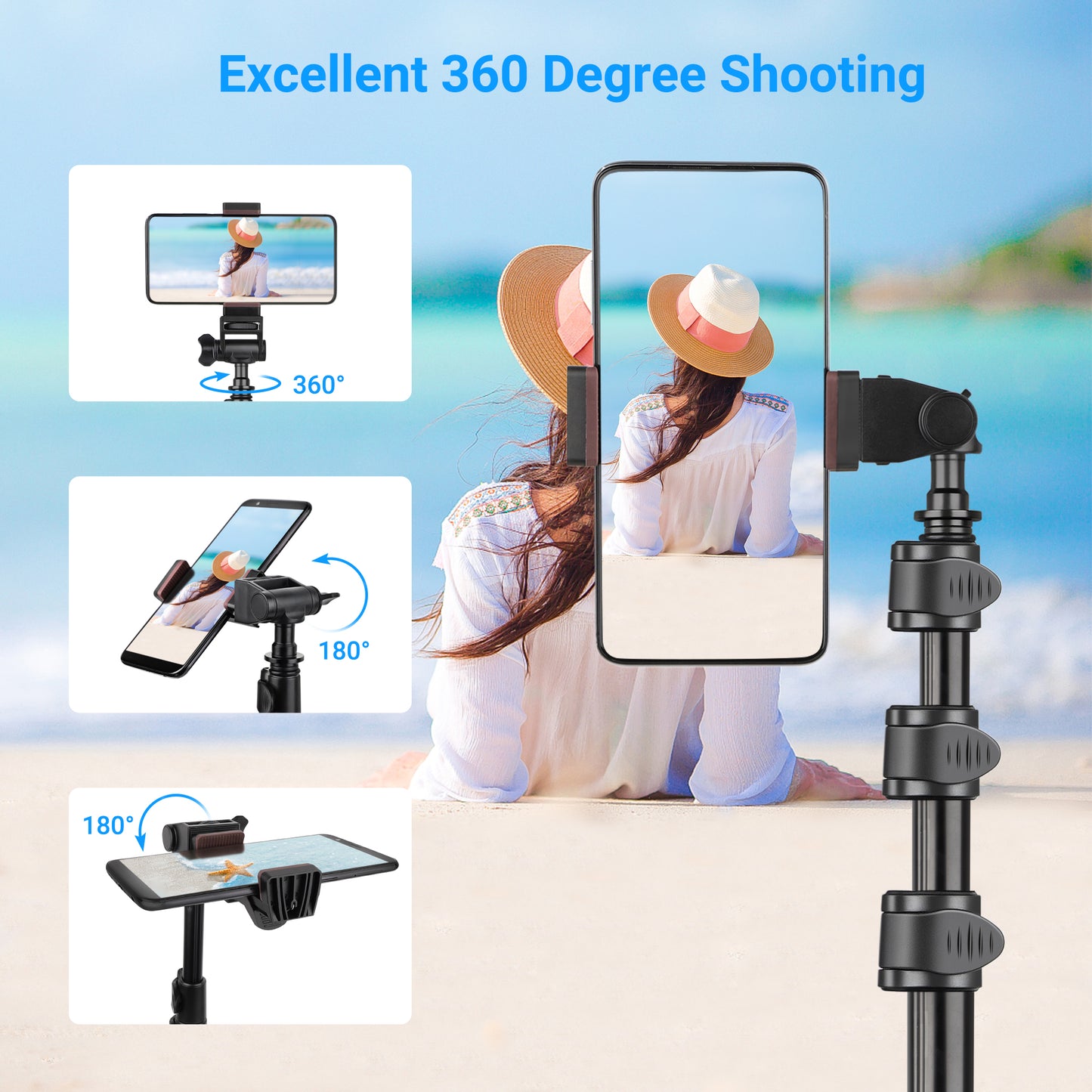 Phone Tripod, 67 inch Aluminum iPhone Tripod Stand with Remote, Extendable Cell Phone Tripod Compatible with iPhone 13 Pro Max Case/ 13 Pro / 12 Pro Max/Samsung/GoPro/Camera/Ring Light