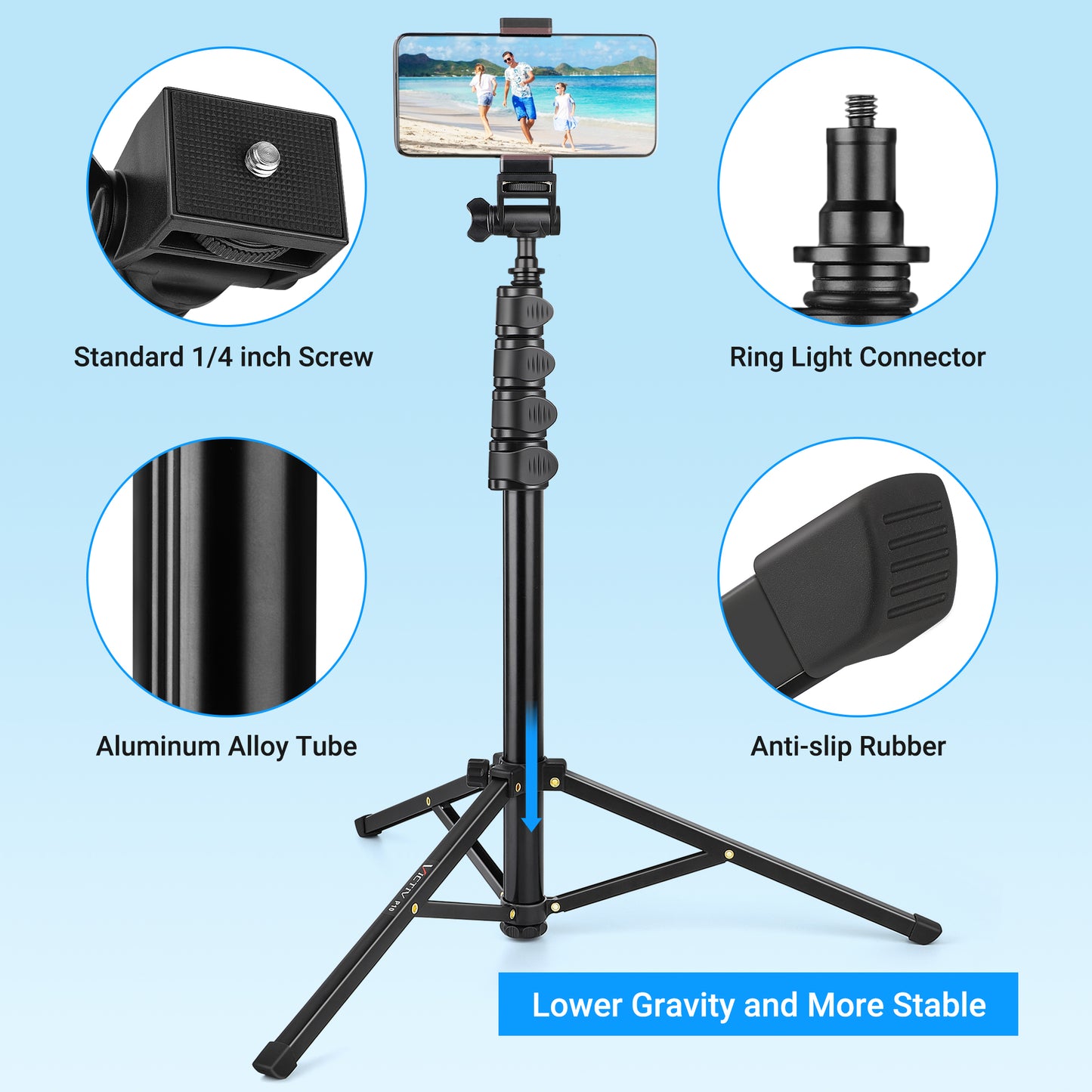 Phone Tripod, 67 inch Aluminum iPhone Tripod Stand with Remote, Extendable Cell Phone Tripod Compatible with iPhone 13 Pro Max Case/ 13 Pro / 12 Pro Max/Samsung/GoPro/Camera/Ring Light